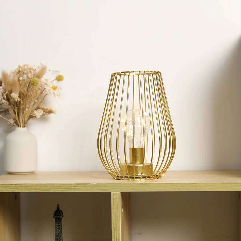 Golden Candle Holder Cage Table Cordless Battery Operated Lamp for Garden Wedding Parties Indoor Outdoor Home Decor Y260131