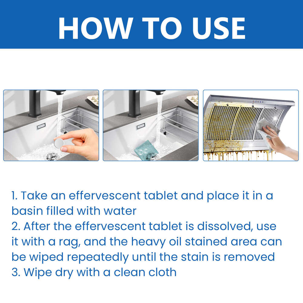 Jue-Fish Kitchen Range Hood Stove Heavy Oil Stains Dirt Cleaning Effervescent Tablets S260202