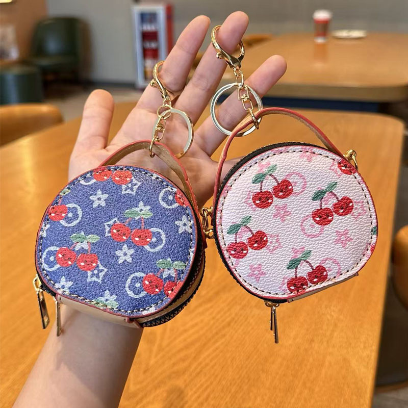 Women's Vintage Print Cherry Mini Wallet Crossbody Handbag Keychain Small Coin Purse 2026 New Fashion Style