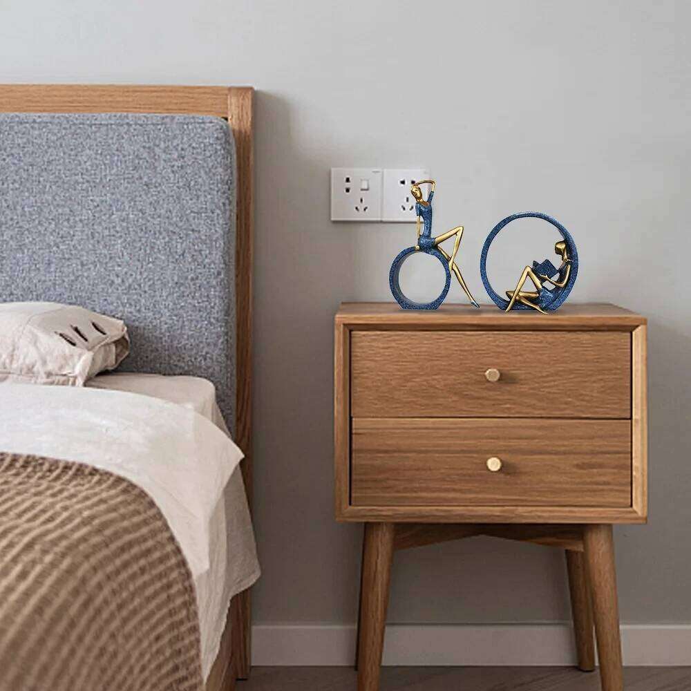 2PCS Yoga Figurine Reading Girl Statue Ornament for Desktop Office Bedroom Living Room Y260202