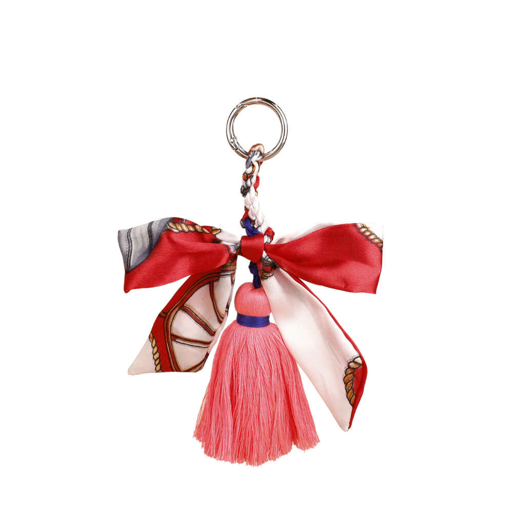 Leather pony pendant keychain Silk scarf bow string Suitable for keychains, bucket bags and birthday gifts