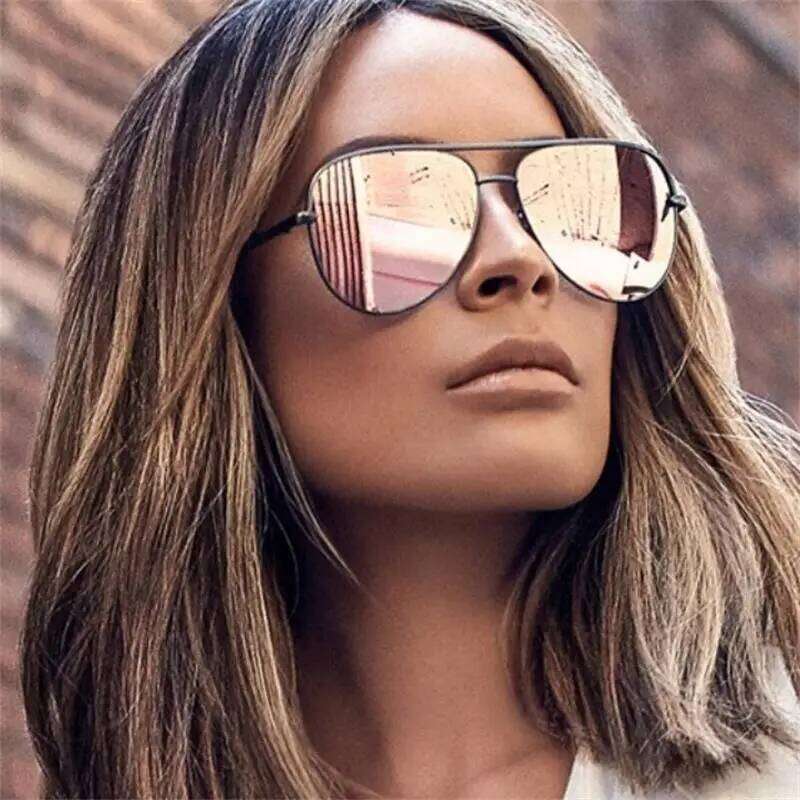 Gun Pink Silver Mirror Oversized Sun Glasses Brand Designer Pilot Sunglasses Women Men Shades Top Fashion Eyewear H260202