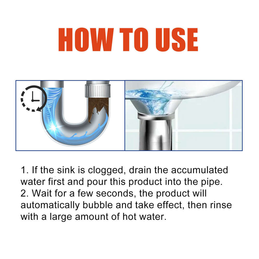 Jakehoe Pipe Cleaner Dissolver for Unclogging Toilets, Drains, Kitchen Sink, Oil Stains, Odor Removal S260202