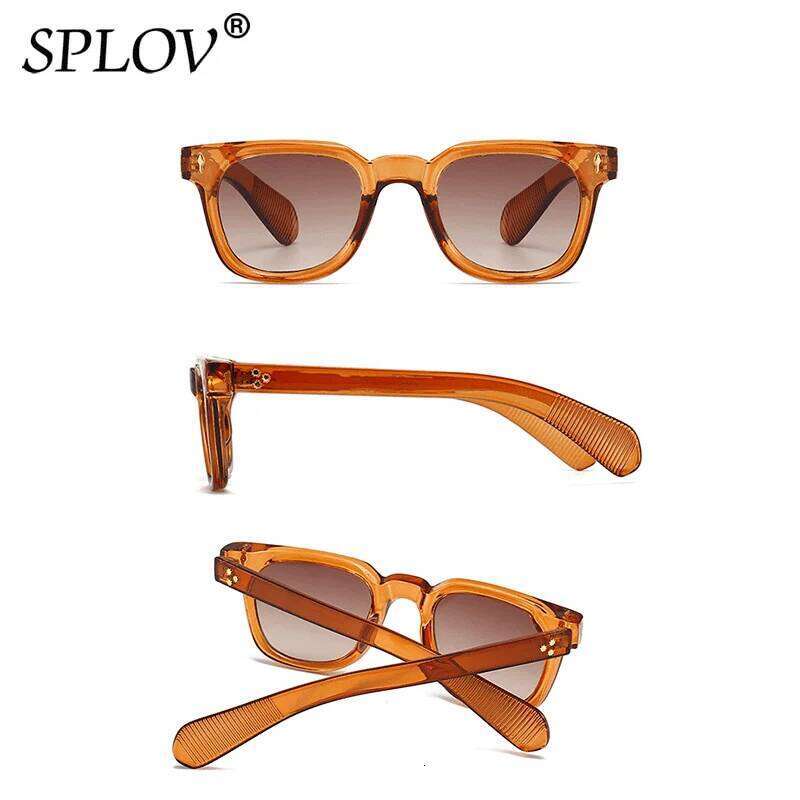 Luxury Square Men Sunglasses Fashion Gradient Driving Shades Eyewear Vintage Green Trendy Rivets Sun Glasses UV400 H260202