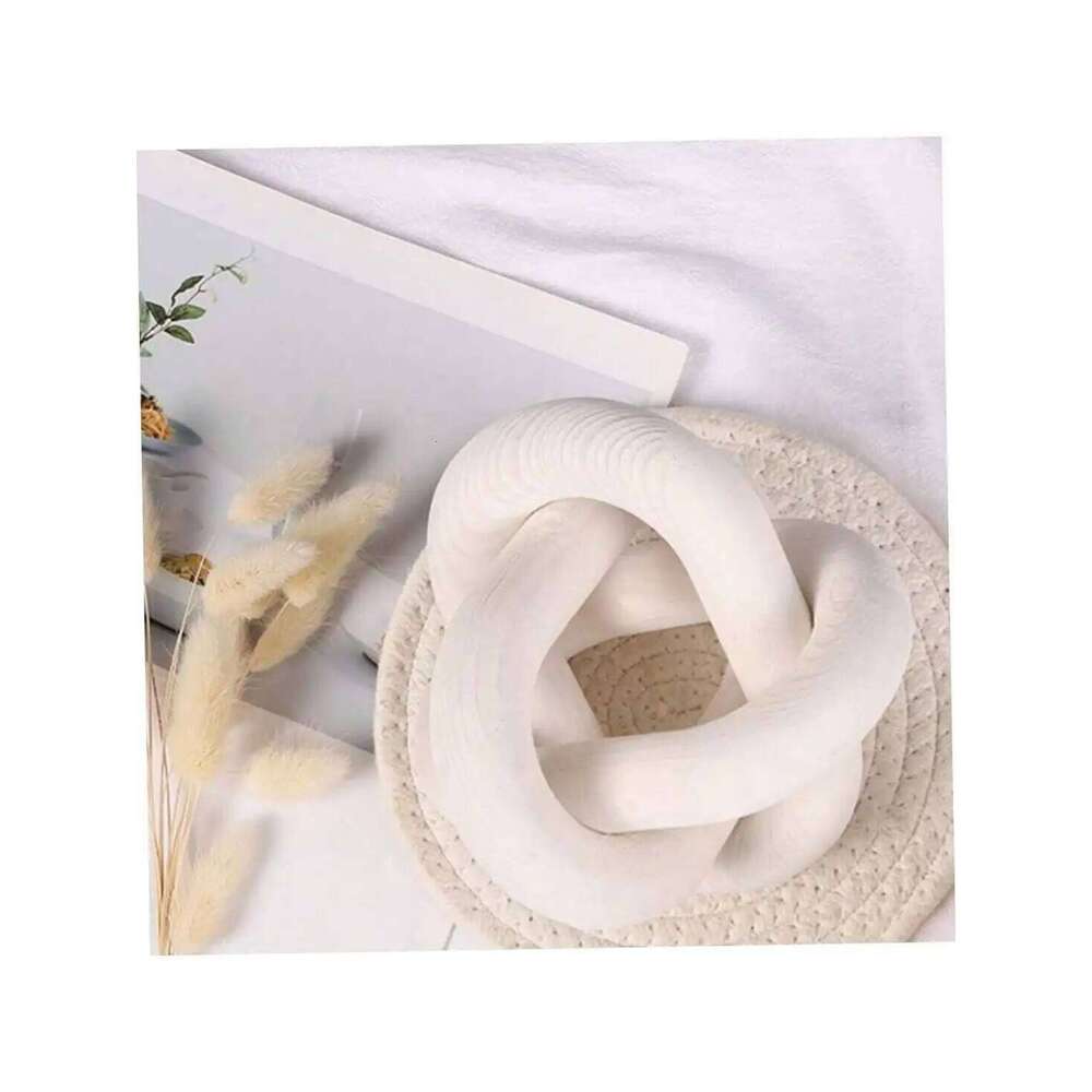 Hand Carved Coffee Table Decoration, Boho Chain Link Decor, Modern Shelf, Rustic Objects for Home Living Room Bedroom Y260202