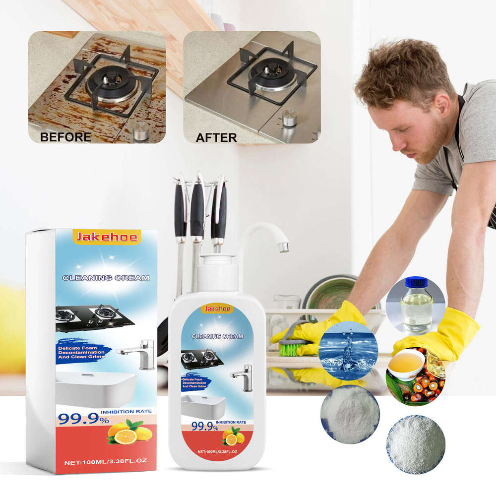 jakehoe Multi-Surface Cleaner Kitchen Utensils Heavy Grease Sink Stains Powerful Efficient Cleaning Milk S260202