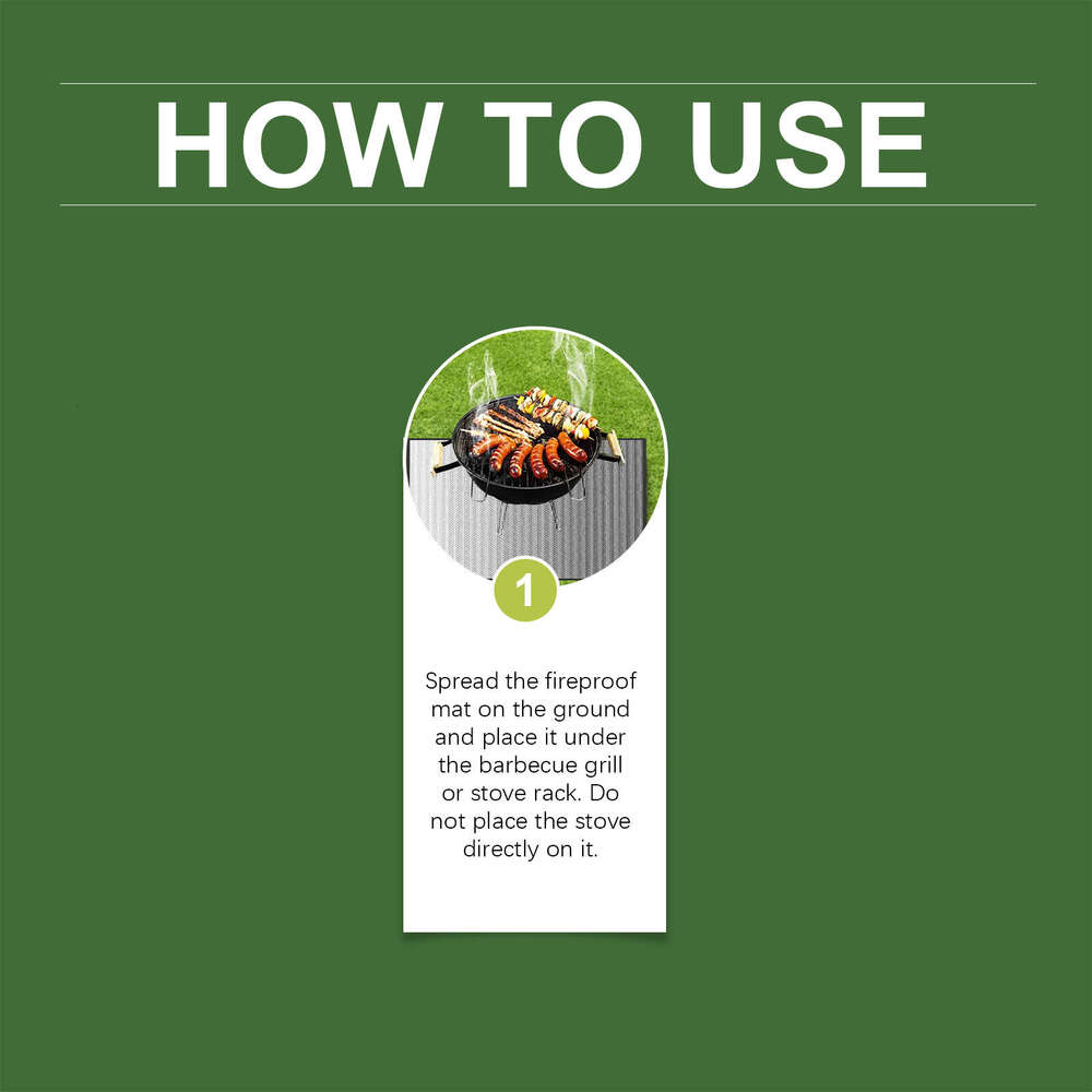 HozoneX Outdoor Lawn Patio BBQ Fireproof Waterproof Square Protective Mat S260202