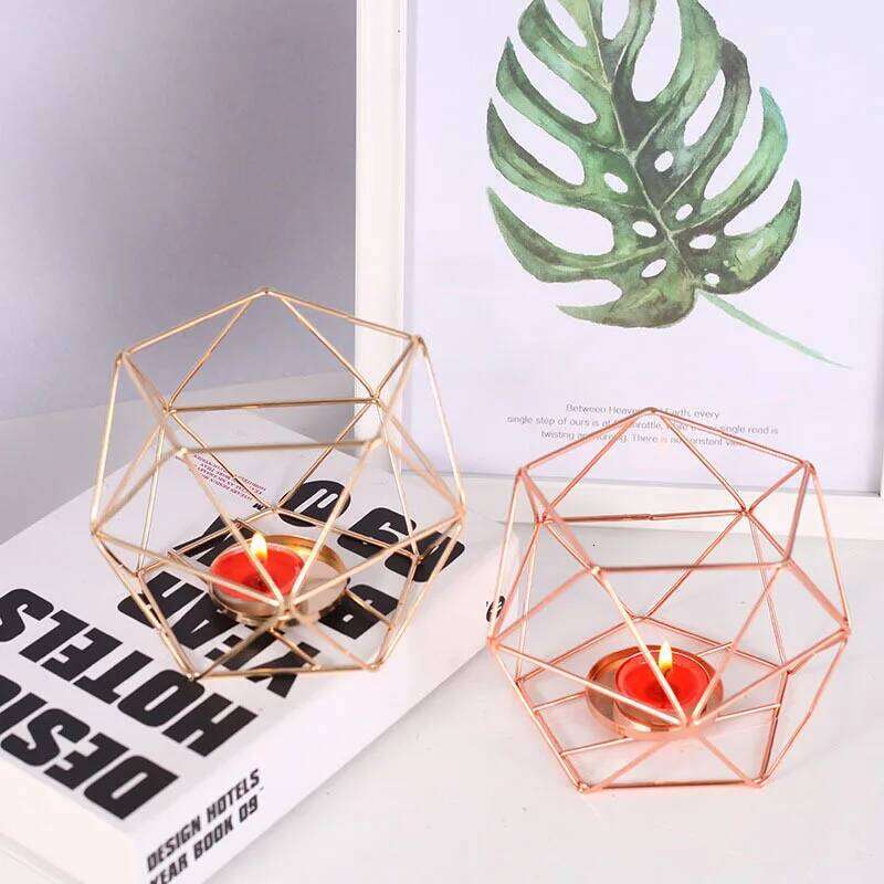 10.5CM light luxury crescent star moon black gold metal holder modern romantic wedding Christmas candle cup Y260131