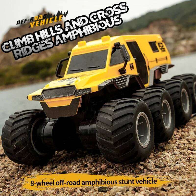 JJRC Amphibious Remote Control Vehicle 8 Wheels Drive 2.4G RC Off Road Cars Water and Land Trucks Stunt Toy for Kid Gift Y260131