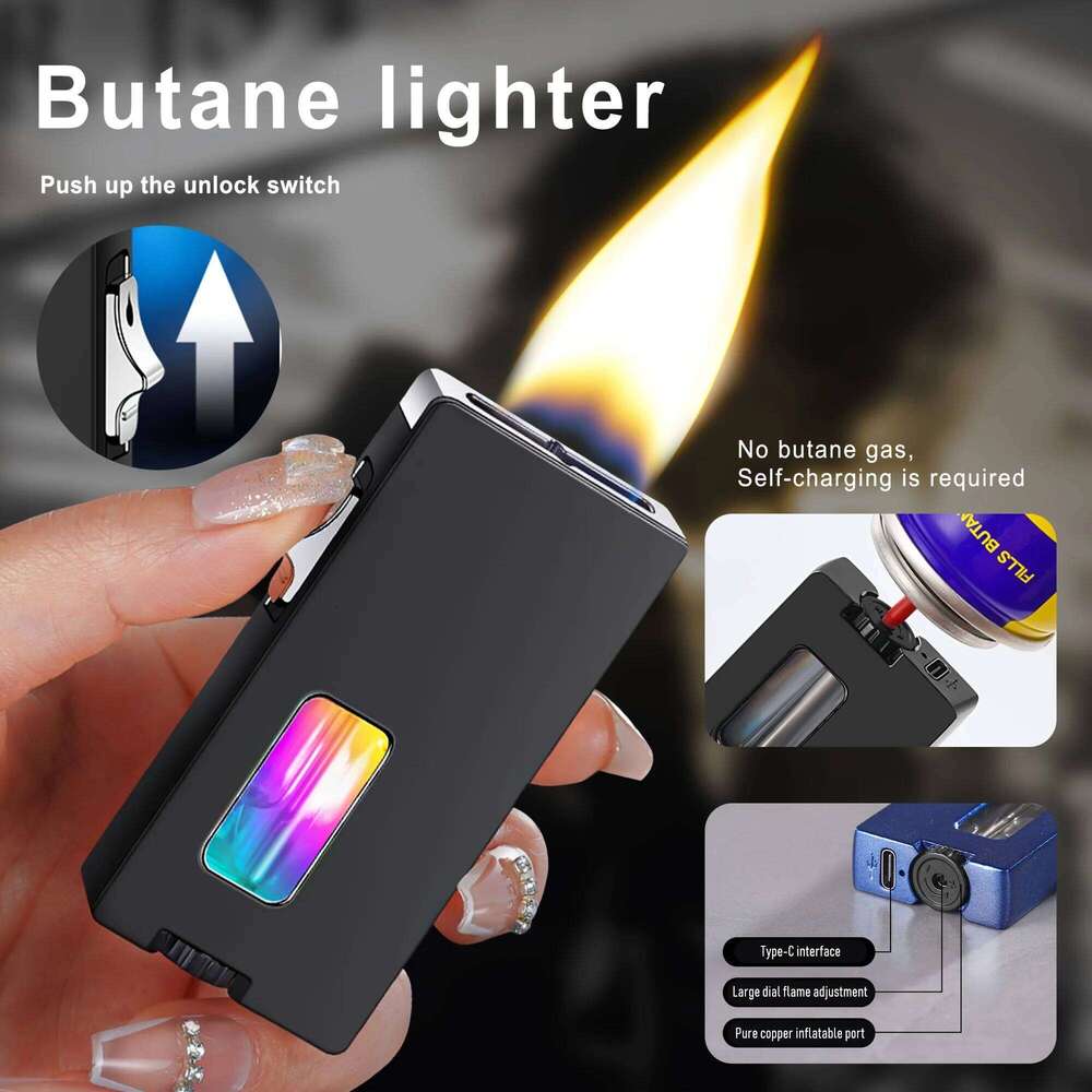 Shake Vibrating Ignition Extra Wide Open Flame Lighter, Transparent Gas Window, Creative Men's Gifts W260202