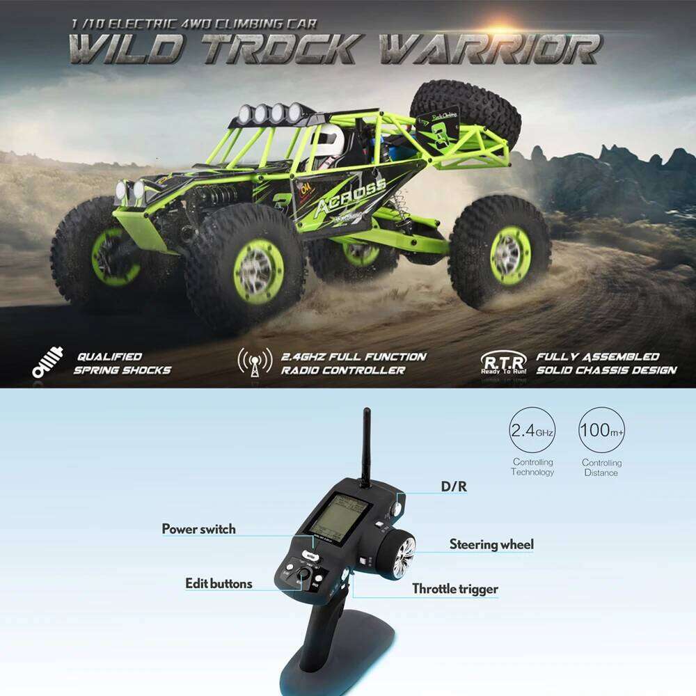 Children's Toy Hot WLtoys 10428 RC Car 45CM 2.4G 1:10 Scale Double Speed Remote Radio Control Electric Wild Track Warrior Y260131