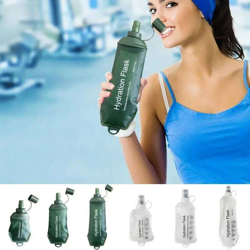 1PC 150ml/250ml/500ml TPU Folding Soft Flask Sport Bottle Leakproof Water Bag for Running Hiking Z260202