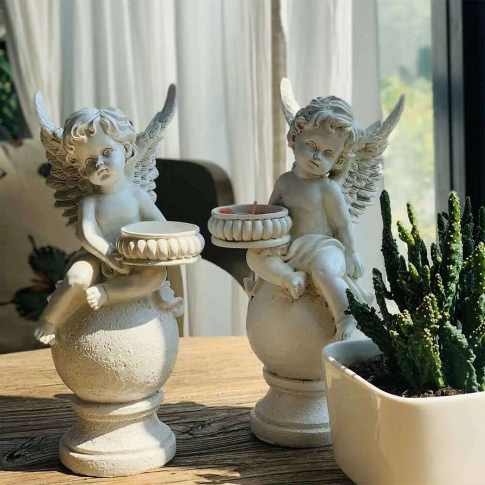Angel Statue Tea Light Cherub Sculpture Without Candle Tealight Holder for Condolence Love Bereavement Gift Y260131