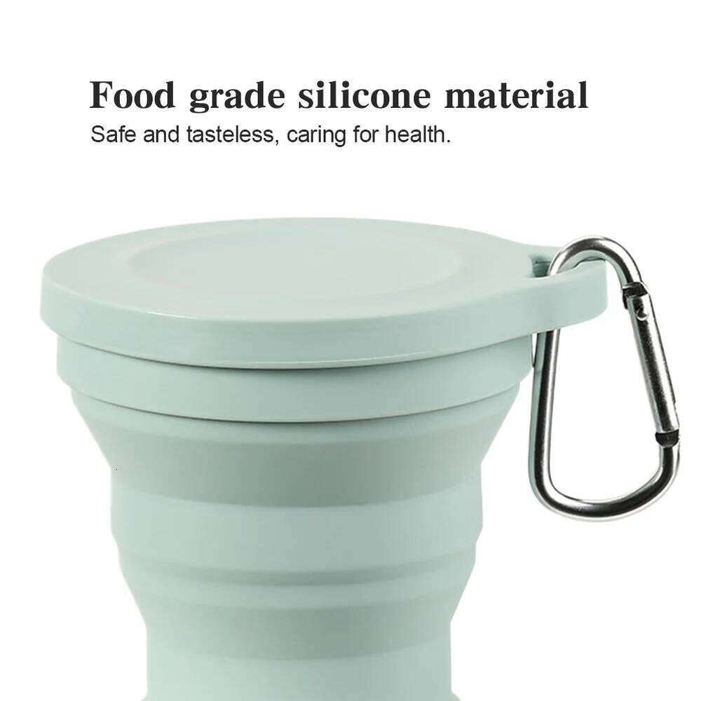 180ml Telescopic Drinking Mug with Lid Silicone Foldable Camping Cup Reusable Expandable Drinkware for Outdoor Travel Z260202