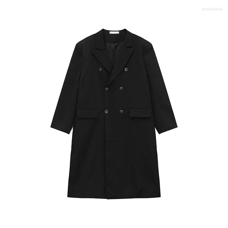 Men's Trench Coats FEWQ British Style Trenchcoats Lapel Solid Color Overknee Double Breasted Loose Male Overcoats Autumn 2026 24K6048