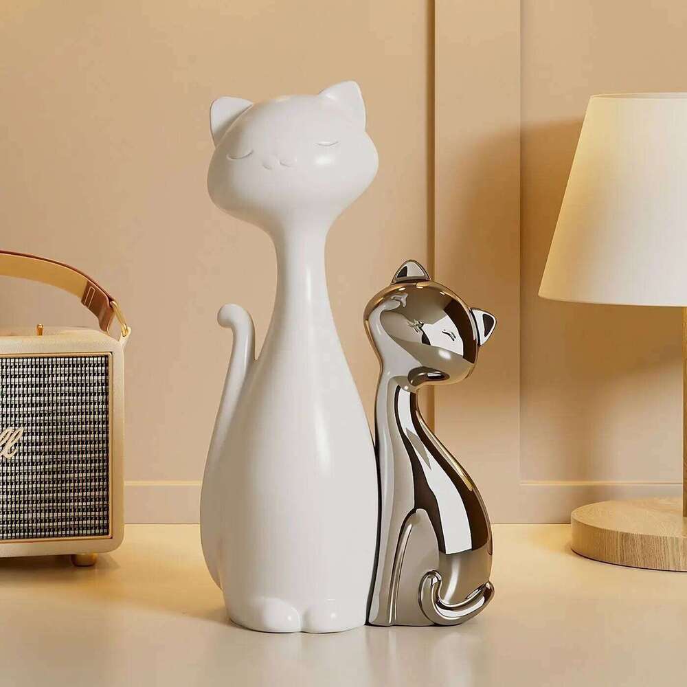 Creative Light Luxury High Grade Cat Ornament Elegant Niche Wine Cabinet Entrance Living Room Decorative Art Craft Y260202