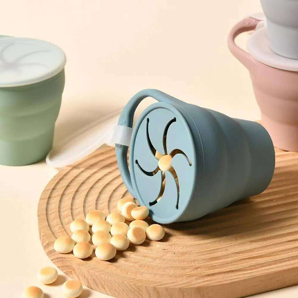 Silicone Cup Soft Baffle 350ml Leak-Proof Foldable Snack Container Microwave Safe Fruit Biscuit Holder Z260202