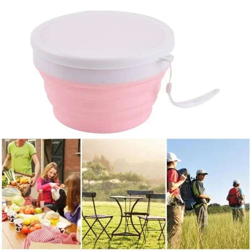 2Pcs 950ML Leakproof Container Silicone Folding Bowl Portable Tableware Bowls Space Saving Salad Dish Enduring Z260202