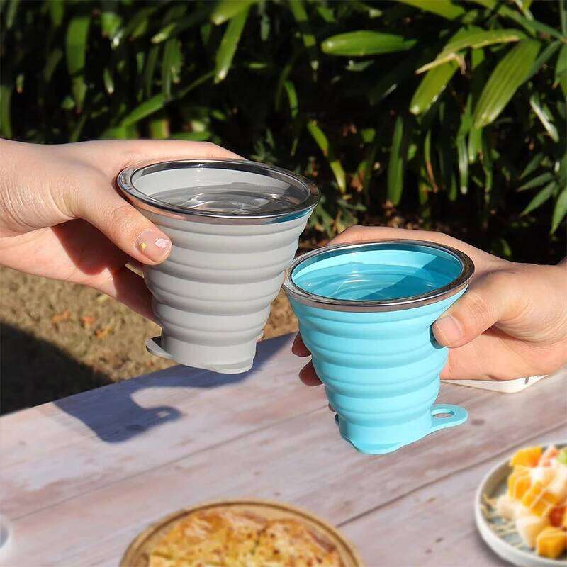 Outdoors Silicone Folding with Hanging Hole Creative Water Cup Travel Portable Coffee Cups Telescopic Drinking Mug Z260202