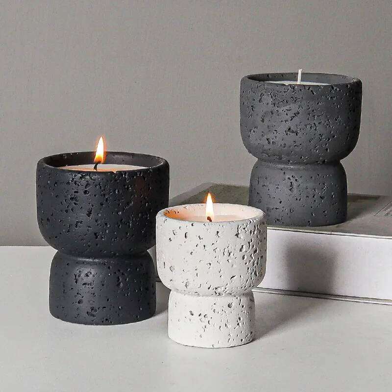 Simple Cement Household Aromatherapy Candles Empty Cups DIY High-value Handicrafts Indoor Candle Holders Decorative Ornaments Y260131