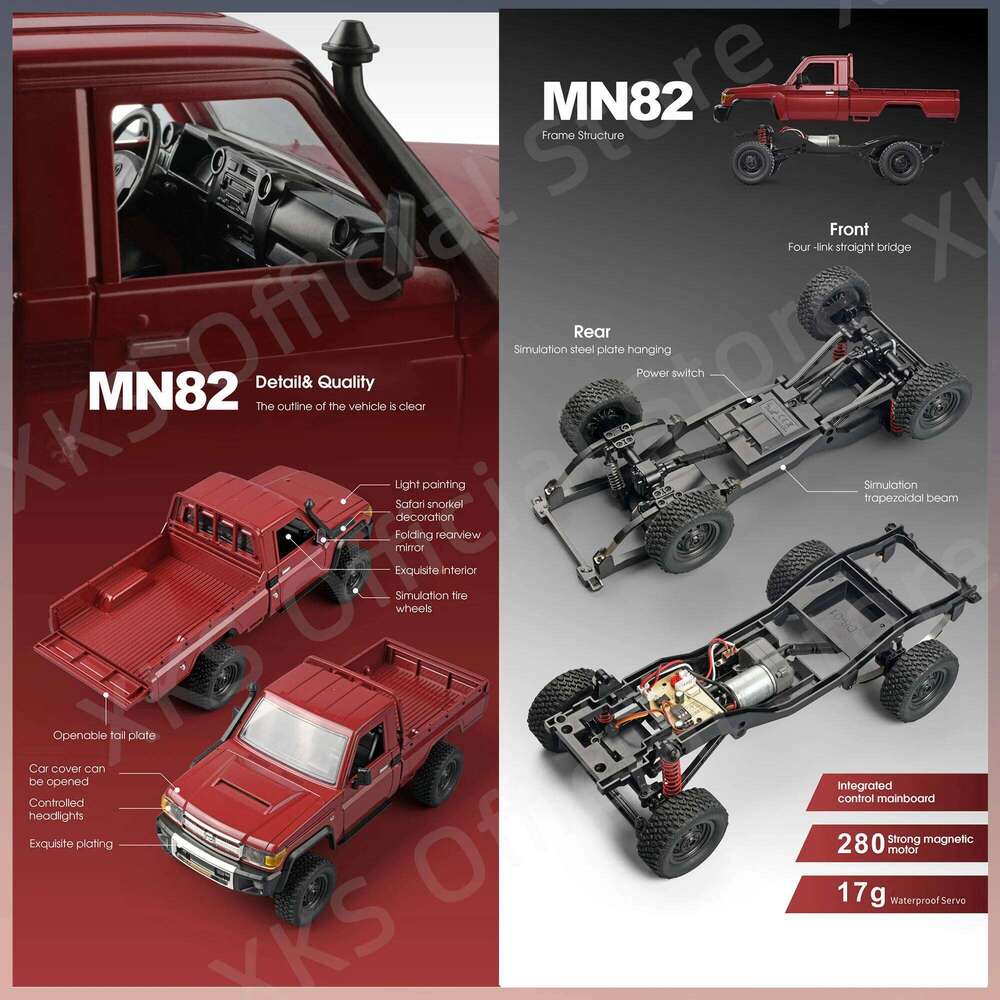 Mn82 Rc 1:12 Full Scale 2.4G 4WD 280 Motor Remote Control Off-Road Pickup Truck Model Car for Boys Adult Gifts Y260131