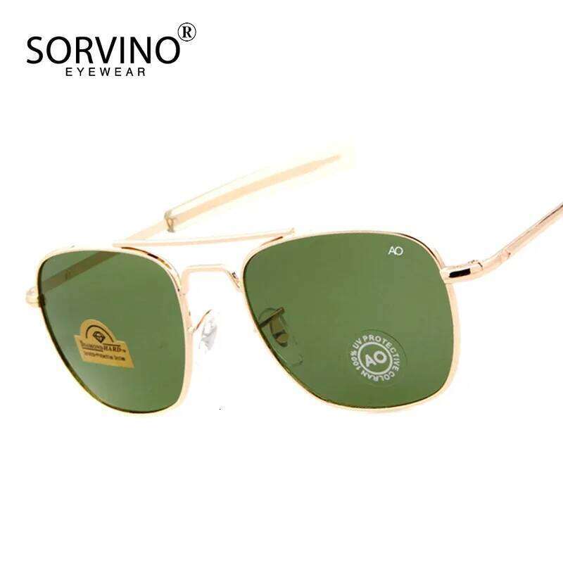 Retro Green AO Pilot Sunglasses Luxury Brand Designer Male Sun Glasses American Army Military Optical Glass Lens Shades Eyewear H260202