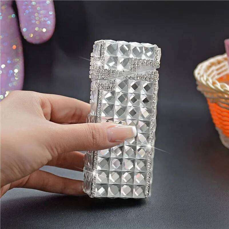 Rhinestone Fine Case Automatically Bounces 20 Slender Cases, Women's Full Drill Extended Creative Cigarette W260202