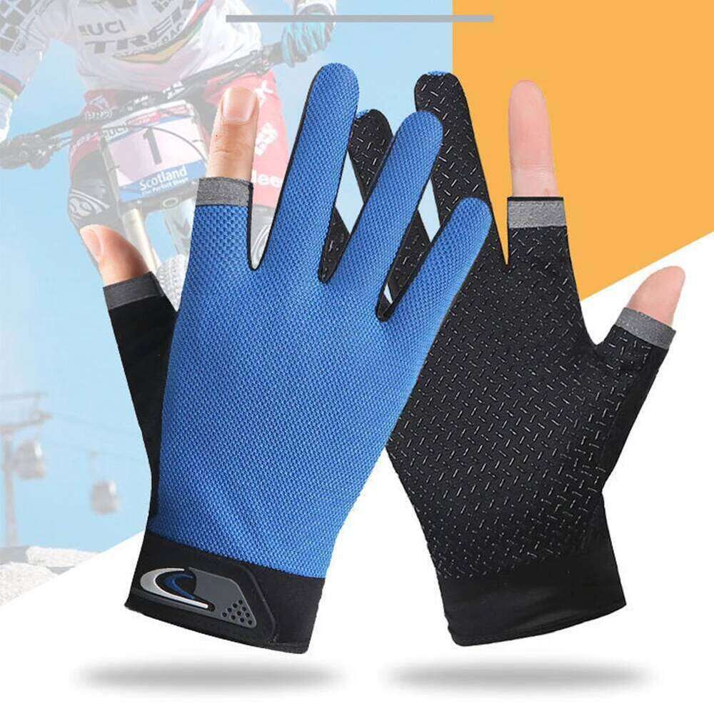1 Pair 2 Cut Fingers Fingerless Gloves Men Women Breathable Anti-slip Antiskid Fishing Wear for Pesca Fitness XJ260202