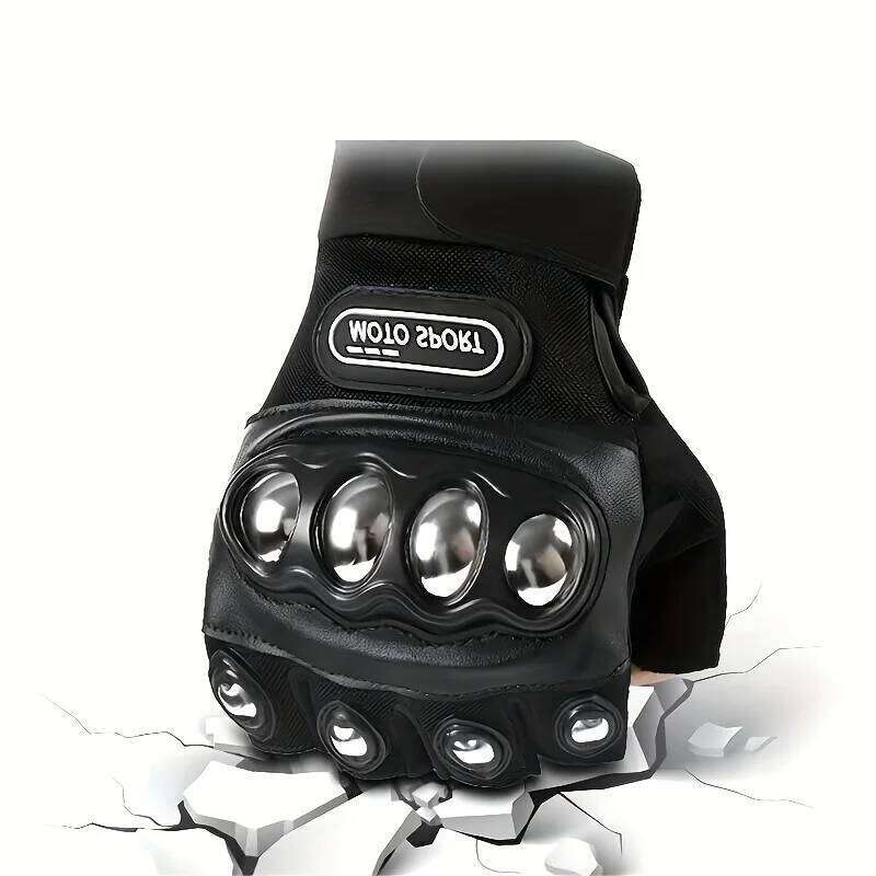 2pcs Black Outdoor Knuckle Motorcycle Power Sports Gloves XJ260202