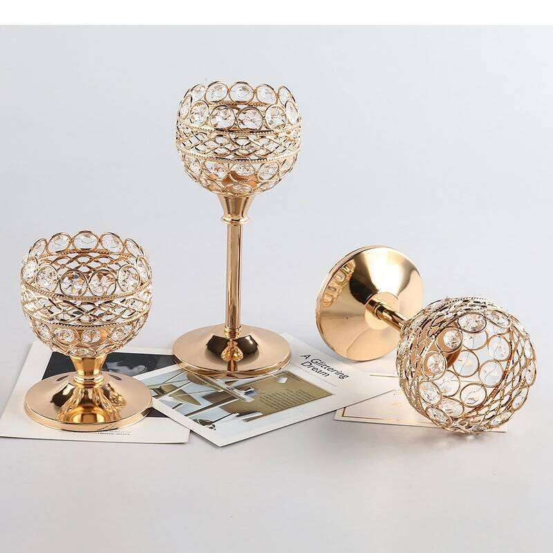 Delicate Glass Candlestick Metal Stand Modern Candles Ornament Candelabros Romantic Home Decor Candle Holders Wedding Decoration Y260131