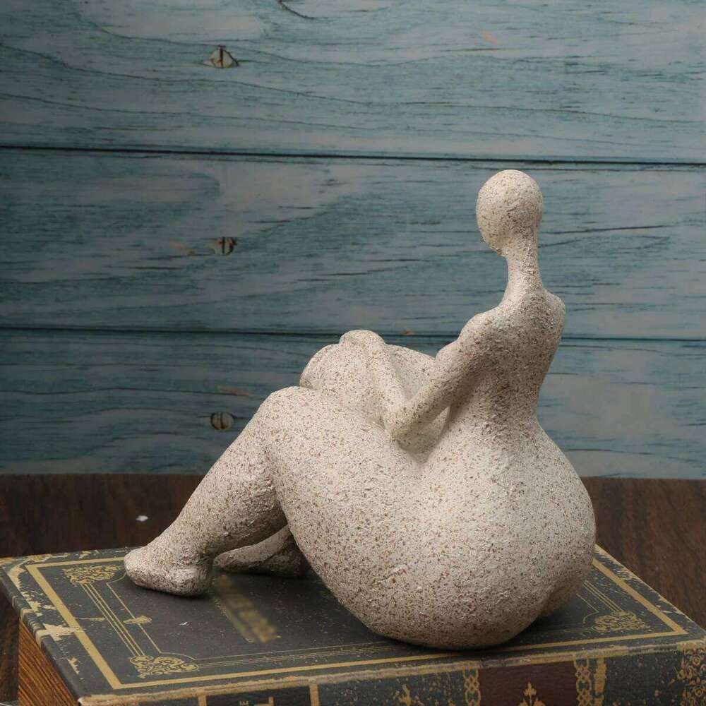 1pc, Resin Chubby Woman Statue Handmade Sandstone Abstract Art Home Living Room Office Cabinet Tabletop Entryway Dec Y260202