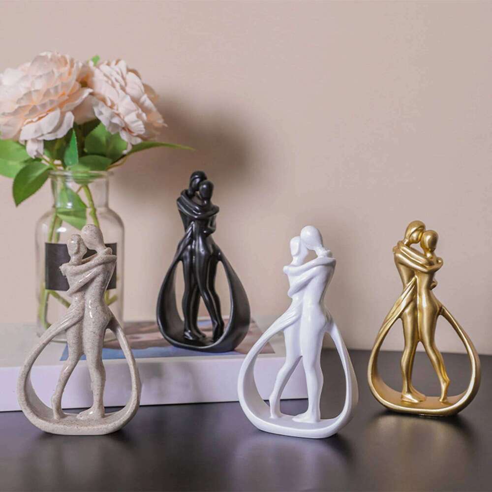 Resin Crafts Table Centerpiece Hugging Couple Abstract Figurine for Bookshelf Desk Home Office Fireplace Y260202