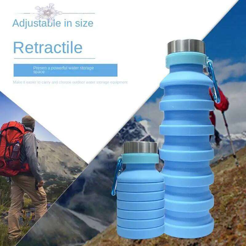 550ML Foldable Collapsible Telescopic Folding Cup Sports Travel Mug Silicone Water Bottle Green Z260202