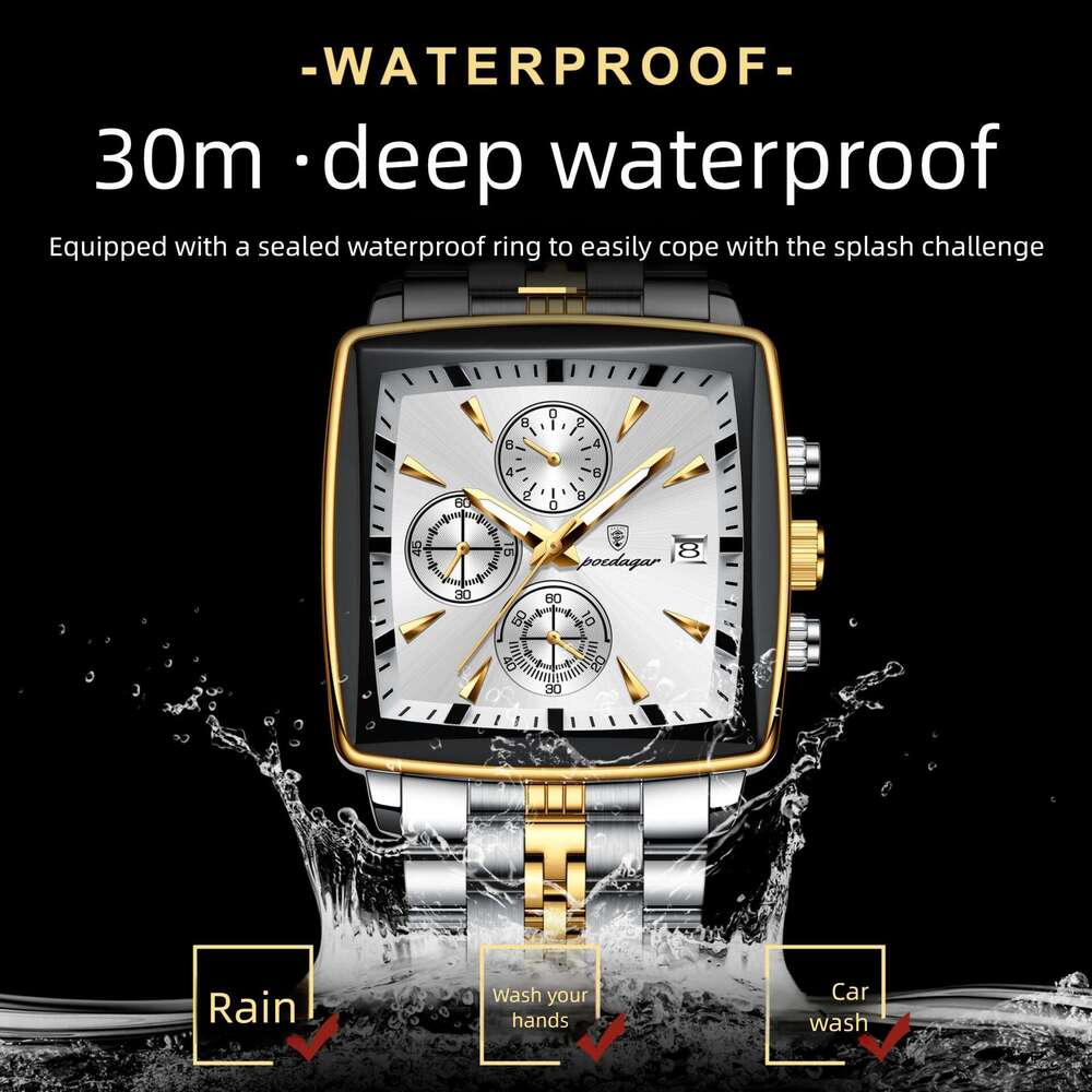 Trendy multifunctional new men's watch timing waterproof quartz watch explosive watch - view 3