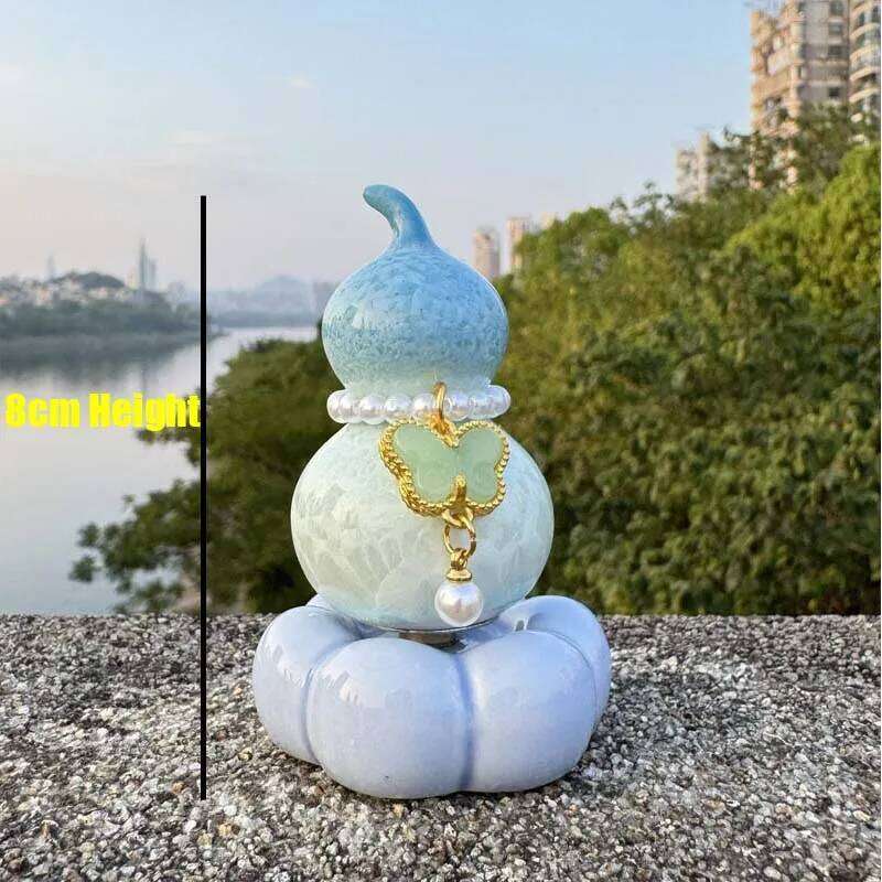 Manual 360-degree Rotate Gourd/Christmas Tree Glazed Ceramic Material Tea Pet Ornaments Creative Desk Car Decoration Y260202