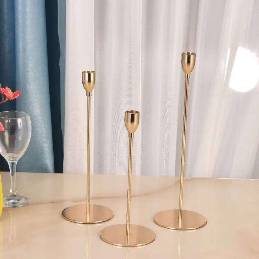 3Pc/Set European Style Metal Candle Holders Fashion Simple Wedding Table Decoration Party Living Room Candlestick Christmas Gift Y260131