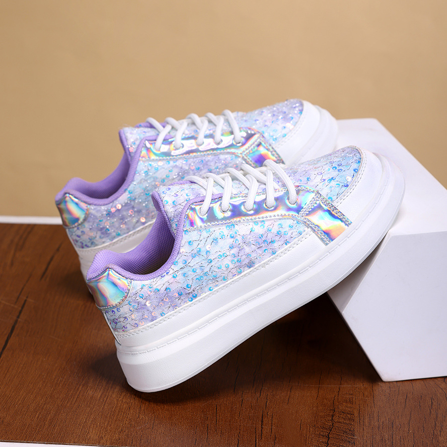 2026 Kids' Glitter Sneakers , Mesh Breathable Lace-Up Casual Shoes, Sparkly Platform Shoes for Boys and Girls