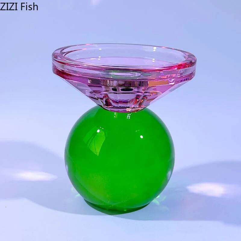 Colorful Crystal Holders Desk Decoration Romantic Candlestick Wax Melt Burner Transparent Candle Stand Modern Home Decor Y260131