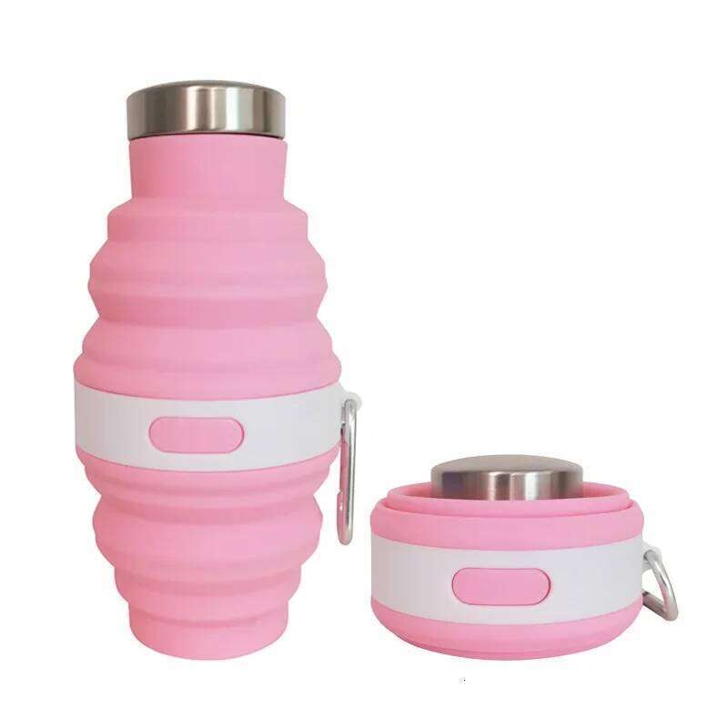 New Portable Folding Silicone Water Bottle Outdoor Sports Expandable Food Grade Cup Convenient Carry-On Drinking Flask Z260202
