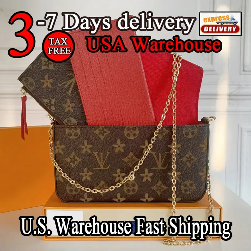 10a Designer Bag 3pcs/Set Top Luxury Designer Wallet Shoulder Bag Crossbody Metal Chain Collection Women Classic Embossed Handbags Lady Clutch Wallet Bag Coin Purse