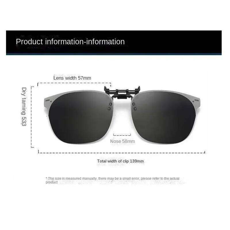 Men Clip On Sunglasse Polarized Flip up Glasses Women Gradient Photochromic Anti UV400 Sunglasses Night Vison Goggles H260202