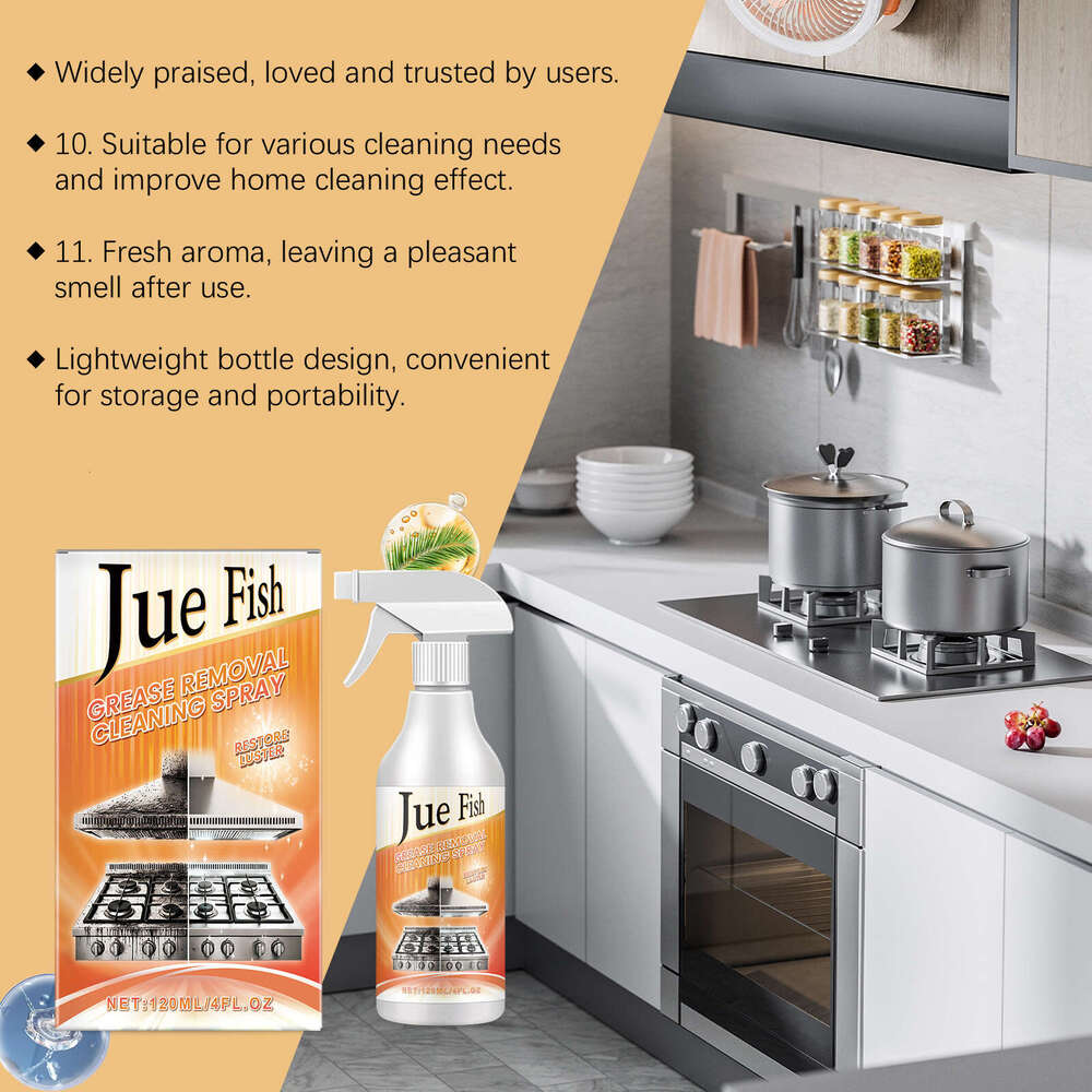 Jue-Fish Removal Kitchen Multi-Functional Countertop Oven Oil Stain Remover Cleaning Spray S260202