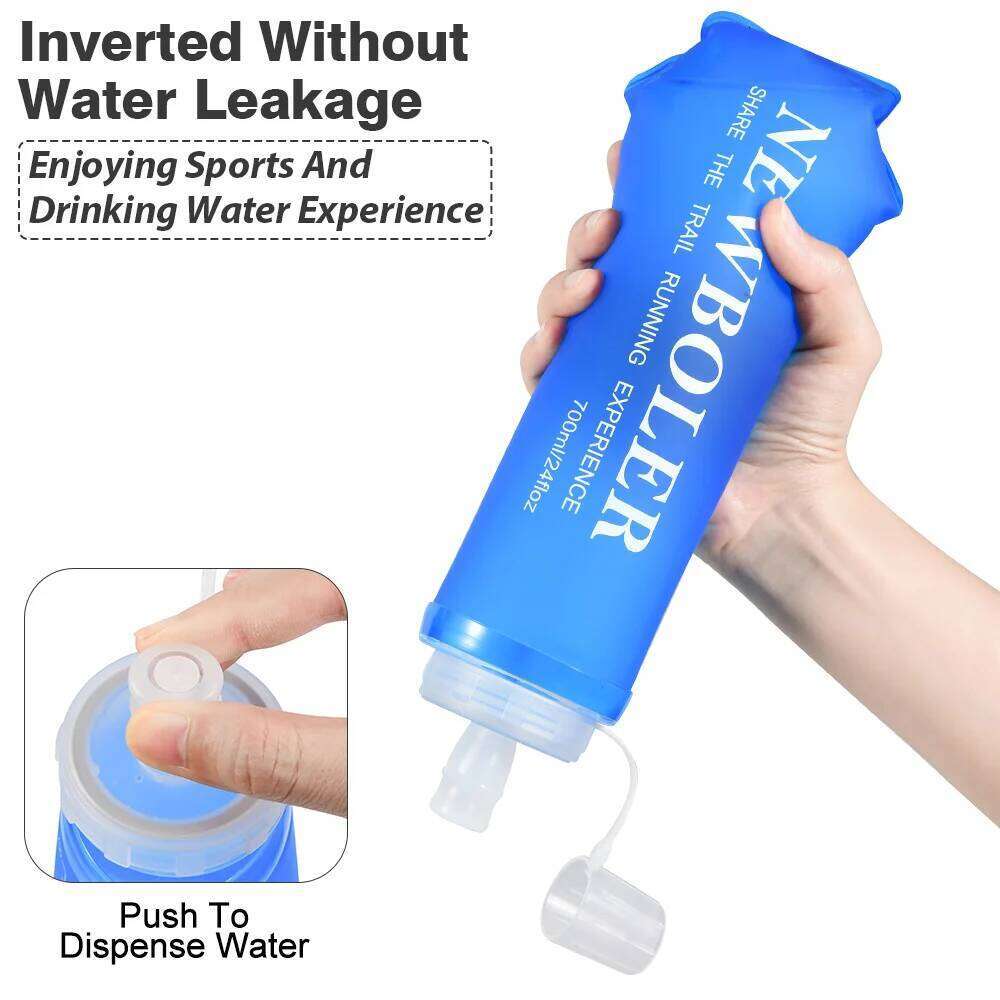 NEWBOLER 300/500/700ML TPU Folding Soft Outdoor Sport Bag Collapsible Water Bottle Running Camping Z260202