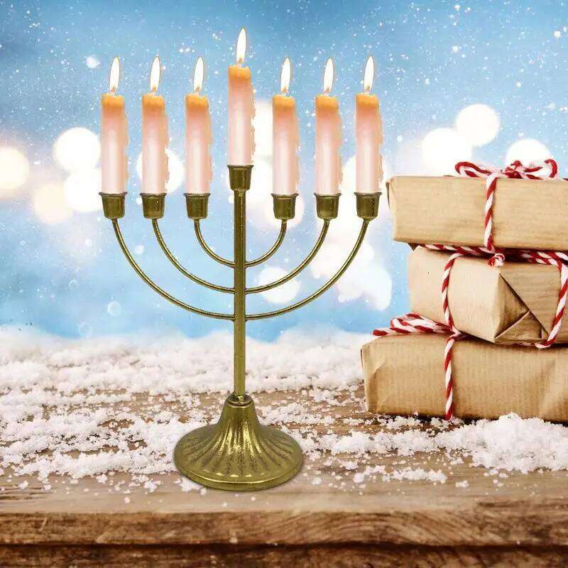 Menorah 7/9 Branch Jewish Candle Holder Detachable Metal Candlestick Vintage Desktop Candelabra Hanukkah Decoration Y260131