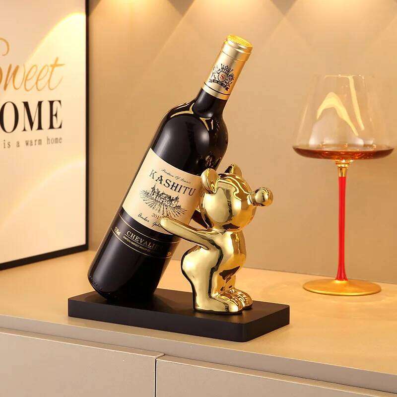Ceramic Teddy Bear Red Rack Statue Luxurious High-end Living Room Home Decor Dining Area TV Wine Cabinet Decoration Y260202