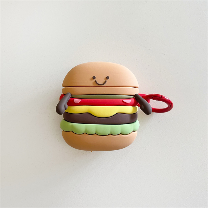 3D Hamburger Compatible with Apple AirPods Pro Bluetooth Wireless Earphone Case 1/2/3 Generation Silicone Cute Cartoon
