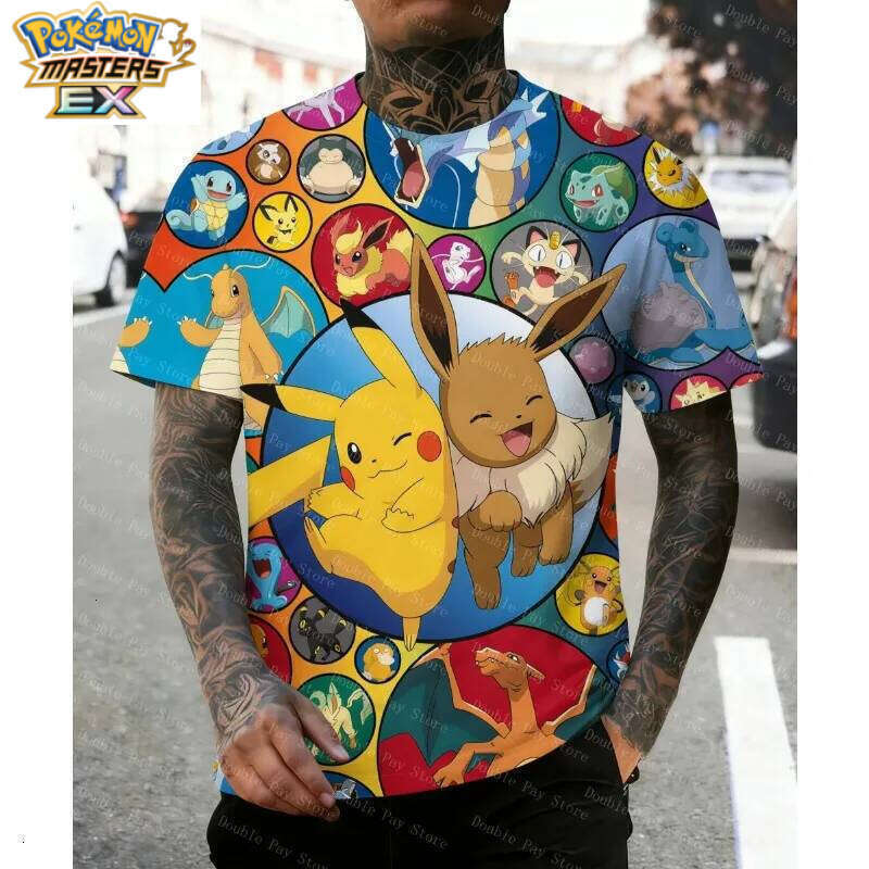 2026 New Anime Chilren's Kids 3D T-shirts Boy's Pokemon Men's Shirts Short-sleeved Travel Parent Clothing L260131