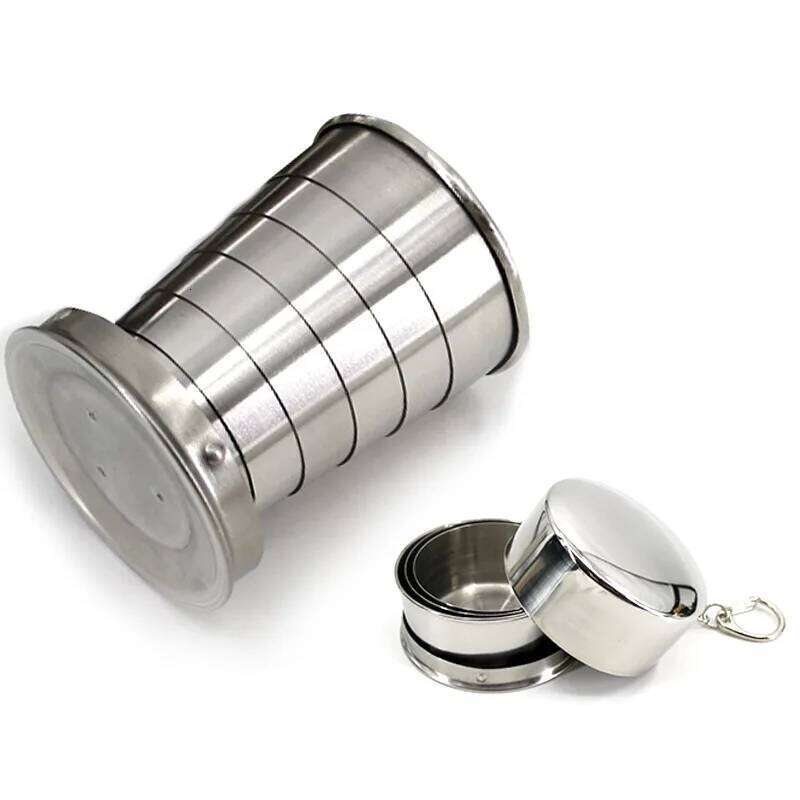 1p Outdoor Camping 150ml Folding Stainless Steel Water Wash Coffee Cup Tool Explore Emergency Tableware Mini Portable Travel Z260202