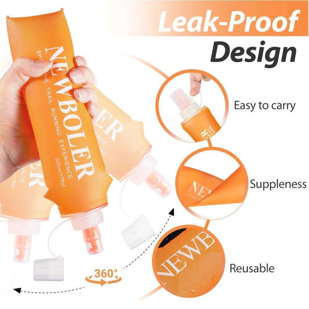 NEWBOLER 150/250/500ml Outdoor Collapsible Silicone Bite Size Running Camping Hiking Travel Convenient Water Bottle Z260202