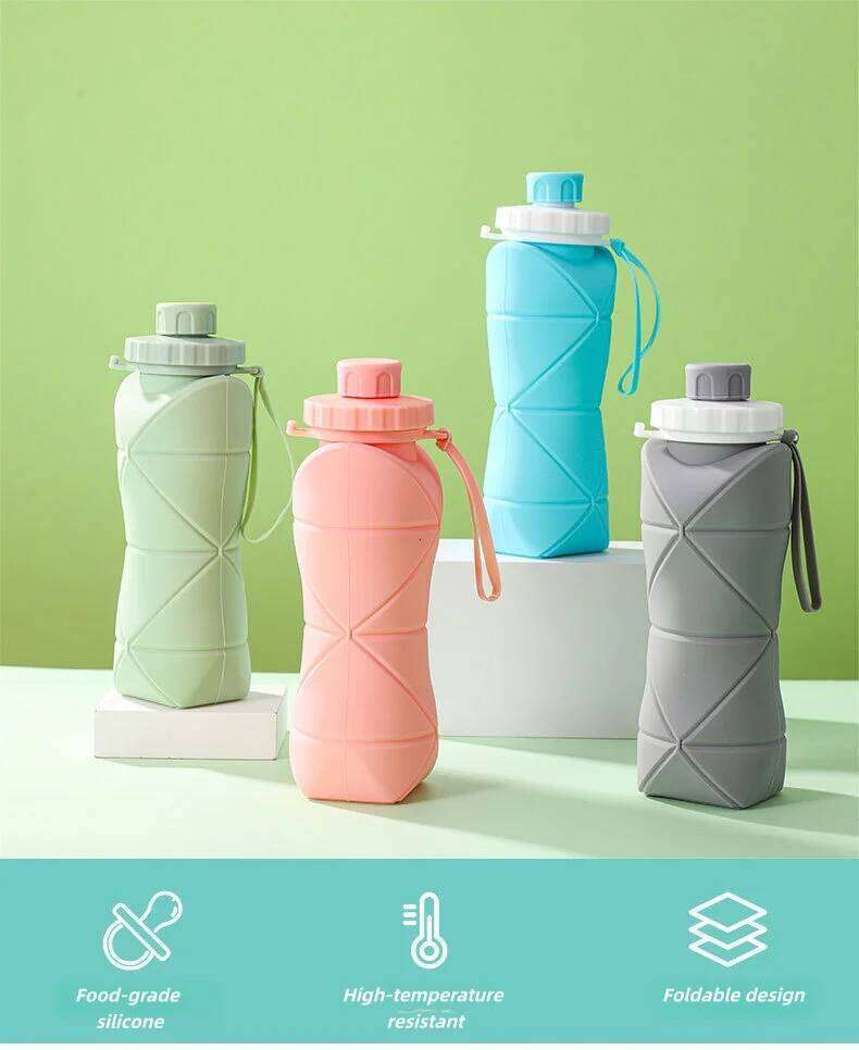 Silicone PP Foldable Water Bottle - Compact for Outdoor/Commute, Leak-Proof & Detachable Z260202